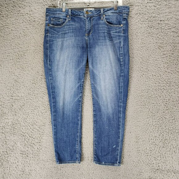 Paige Jeans Womens 29 Medium Wash Stretch Mid Rise Jimmy Jimmy Crop - Picture 1 of 16